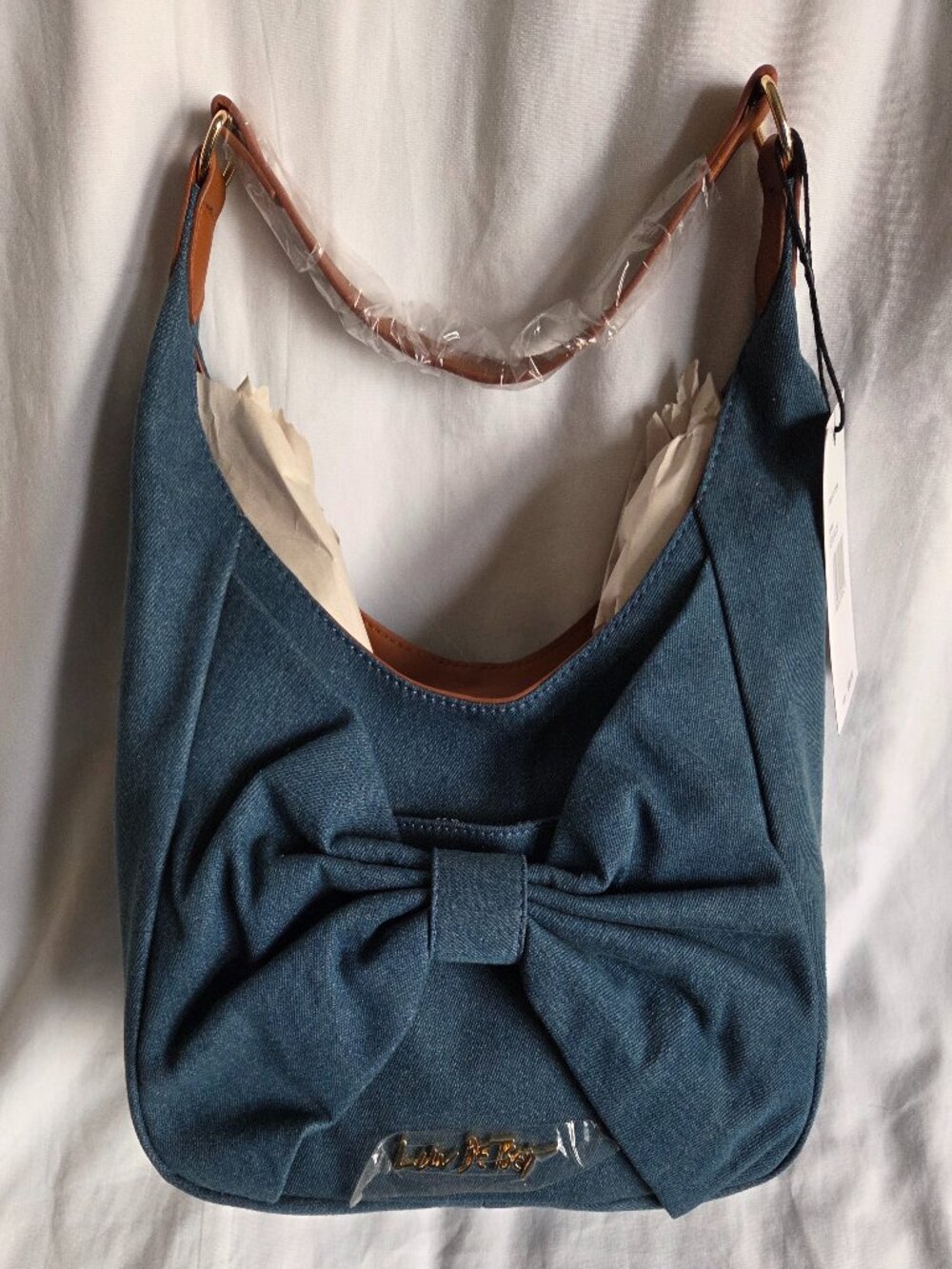 NWT  Luv Betsey by Betsey Johnson DENIM Bow Hobo Bag